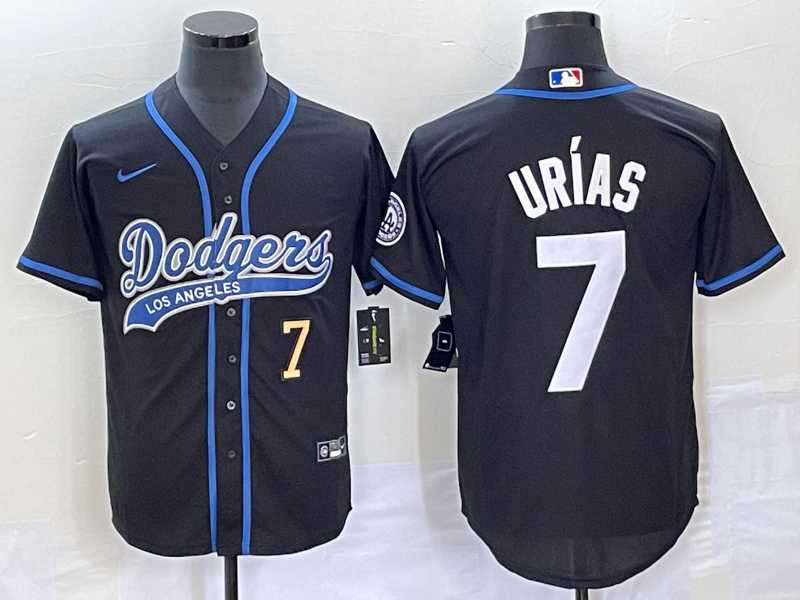 Men%27s Los Angeles Dodgers #7 Julio Urias Number Black With Patch Cool Base Stitched Baseball Jersey->los angeles dodgers->MLB Jersey